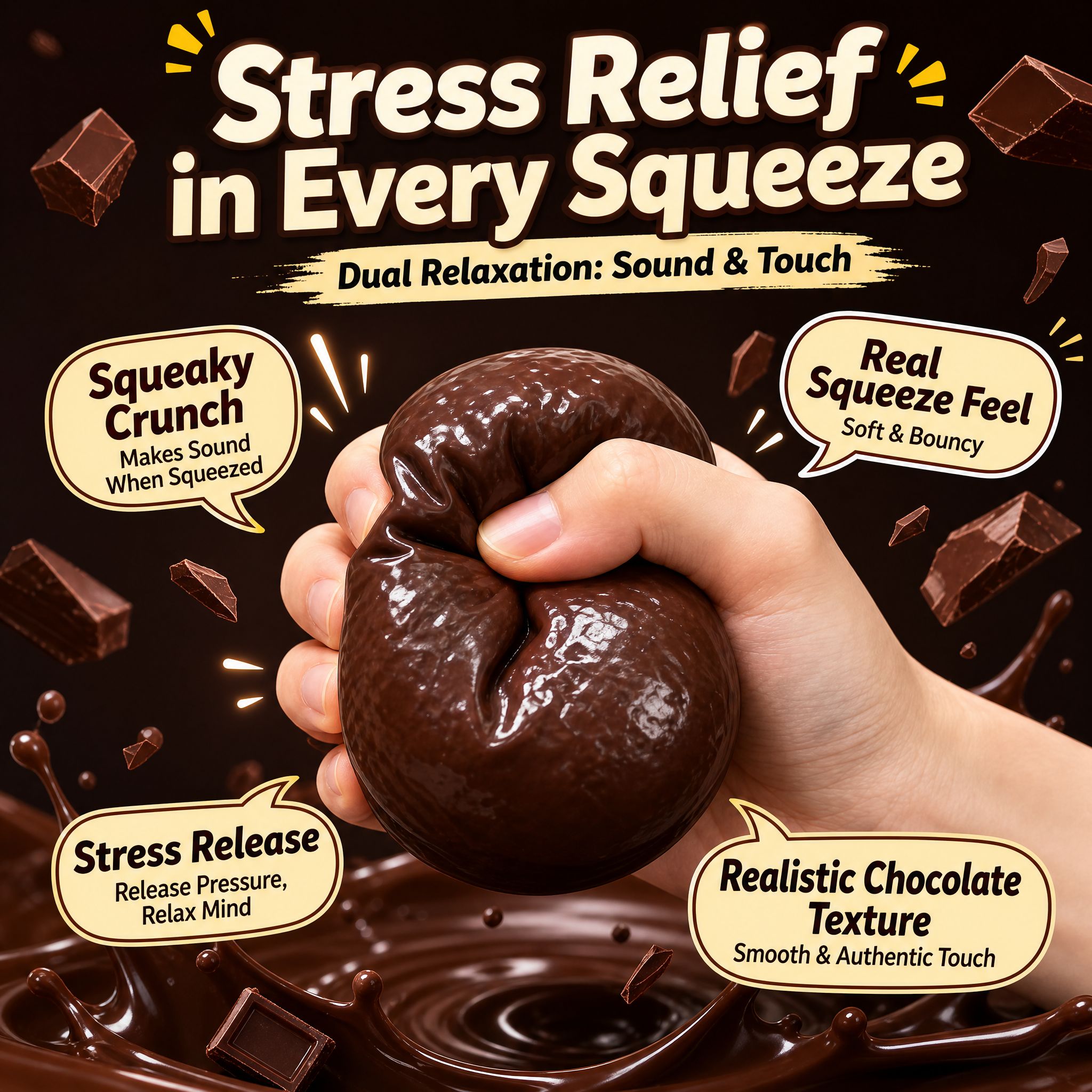Squnny Chocolate Pie Crunchy Squishy - ASMR Stress Relief Toy