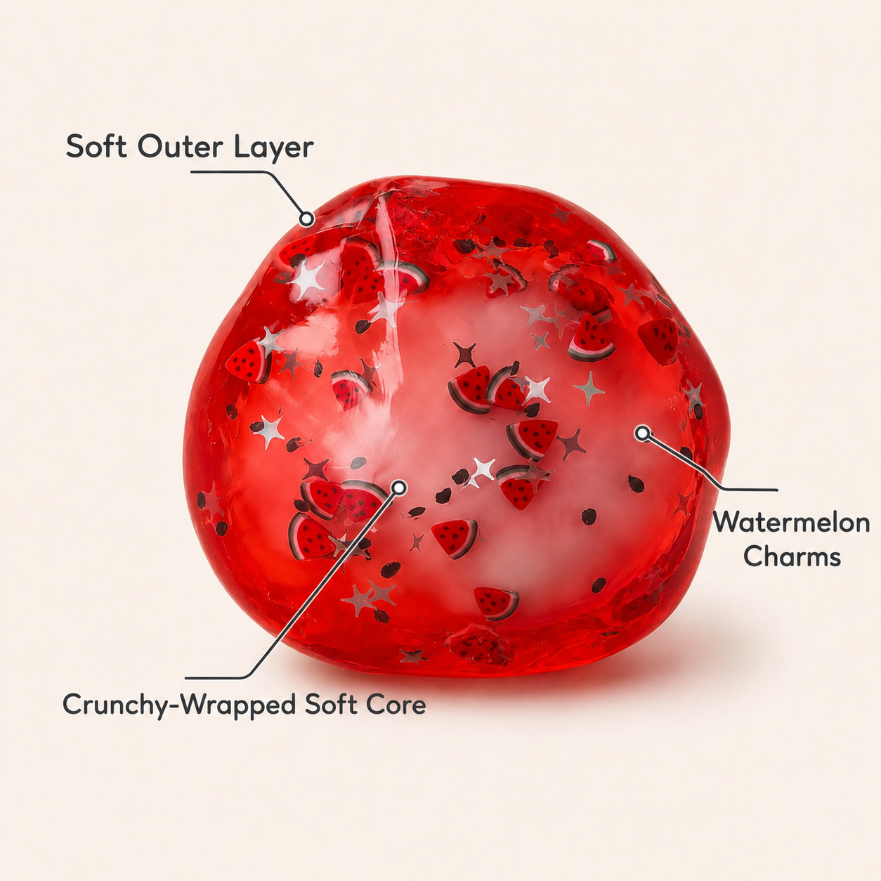 Squnny Watermelon Jelly Crunchy Squishy Ball - ASMR Stress Relief Toy
