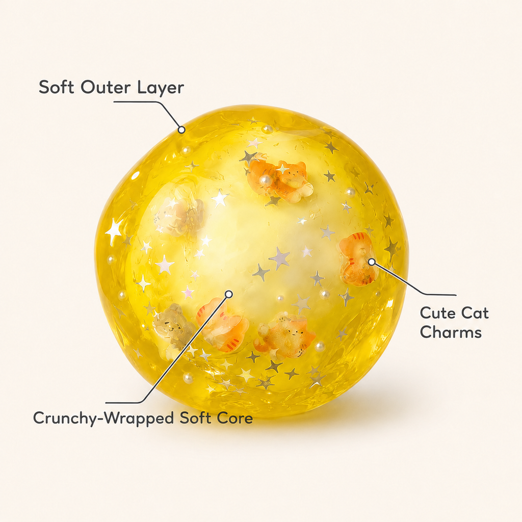 Squnny Cat Jelly Crunchy Squishy Ball - ASMR Stress Relief Toy
