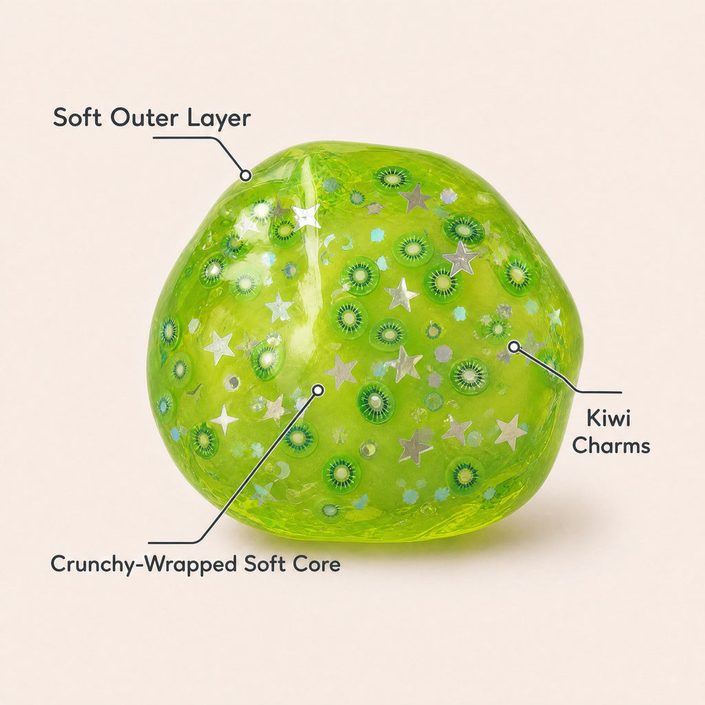 Squnny Kiwi Jelly Crunchy Squishy Ball - ASMR Stress Relief Toy